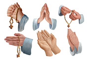 Praying hands,hands of people,rosary, a Person Illustration by AkvarelRiver (Thumbnail 2 of 4)
