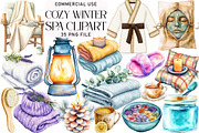 Cozy Winter Spa Watercolor Clipart, an Illustration by Daily.Designs (Thumbnail 1 of 5)