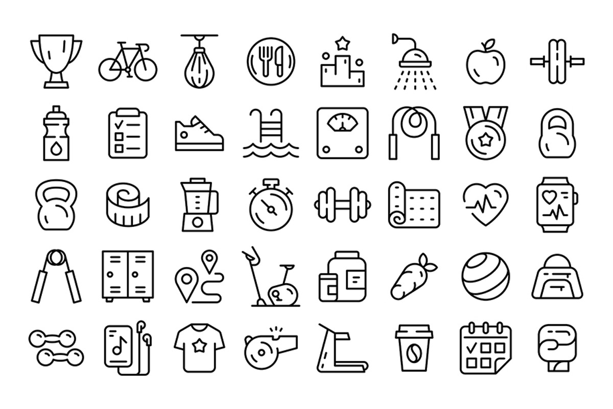 Fitness Icons set, an Outline Icon by Volyk (Photo 2 of 5)