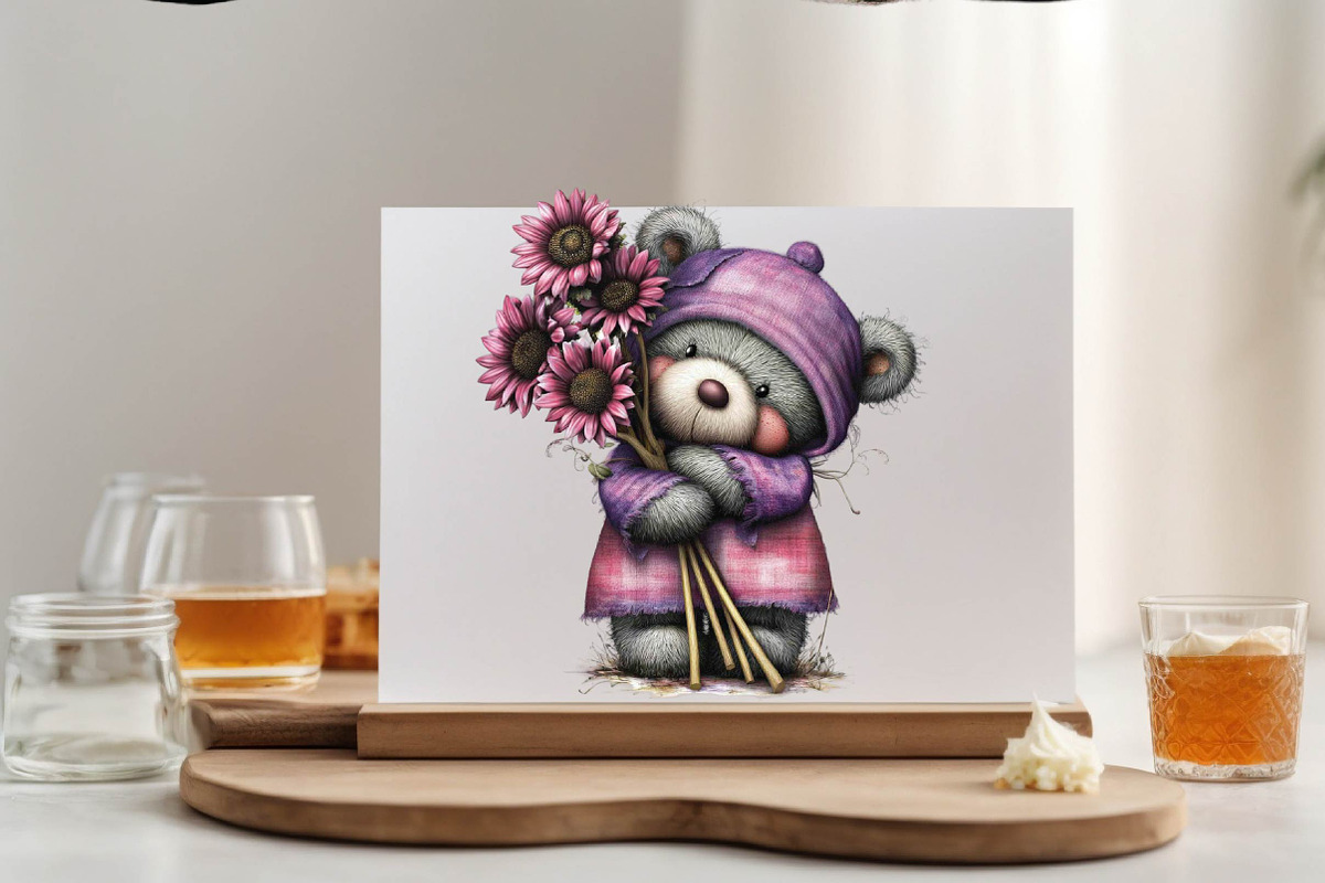 Whimsical Summer Teddy Bear Clipart, an Animal Illustration by SVGArt (Photo 4 of 9)