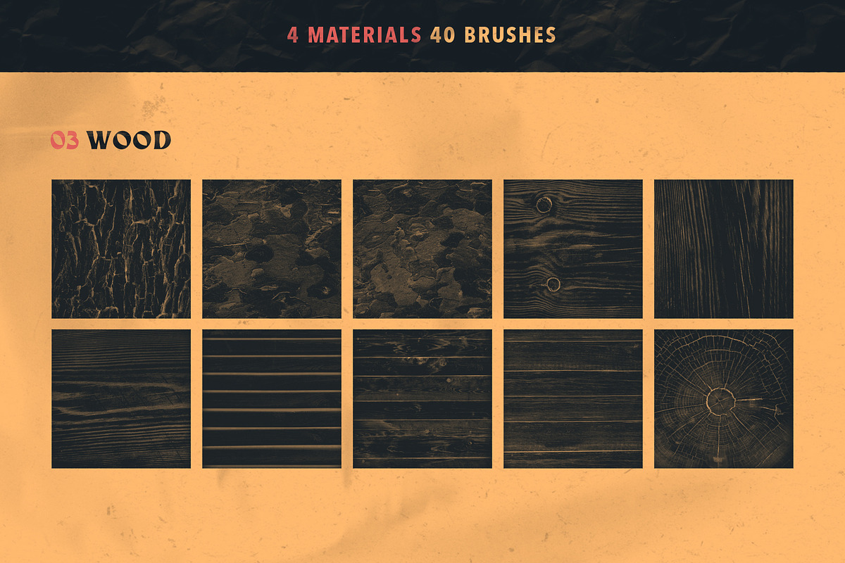 Material Texture Brushes Photoshop, a Brush Add-On by Mixergraph (Photo 5 of 9)