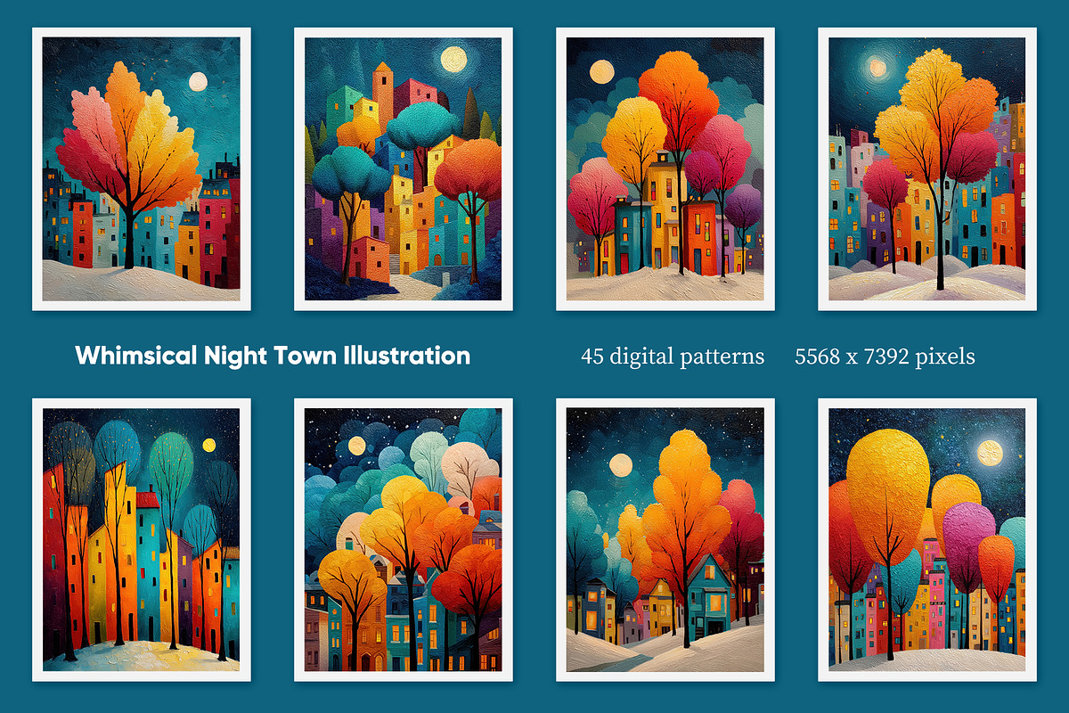 Whimsical Night Town Illustration, a Decorative Illustration by Housui Patterns (Photo 2 of 12)
