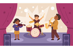 Kids music band. Musical children, a Person Illustration by YummyBuum