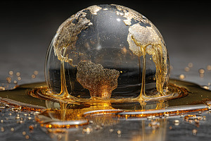 Melting Earth in Gold, an Abstract Photo by Ales Munt