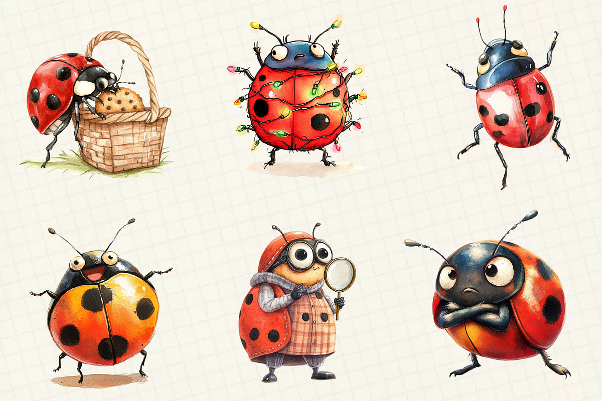 Quirky Funny Ladybug Clipart, an Illustration by OK Design (Photo 4 of 5)
