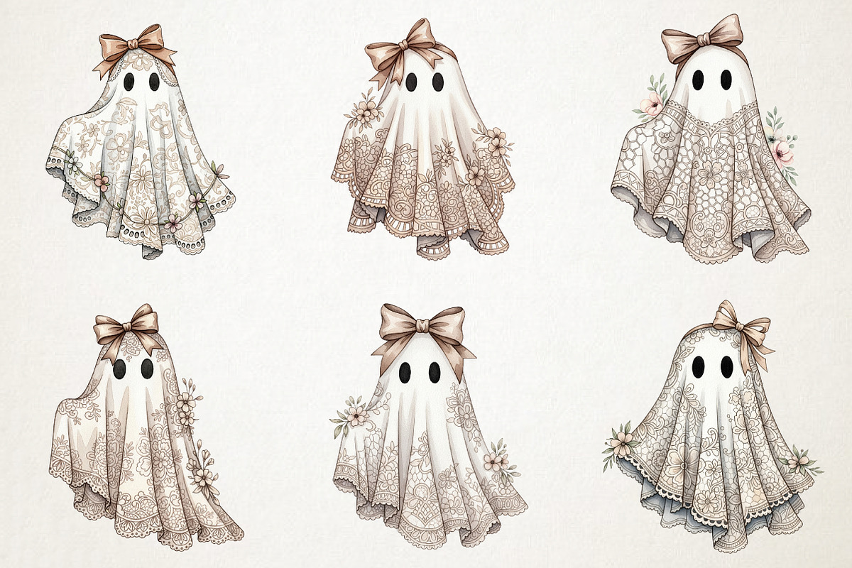 Cute Halloween Lace Ghost Png, an Illustration by RobertsArt (Photo 7 of 7)