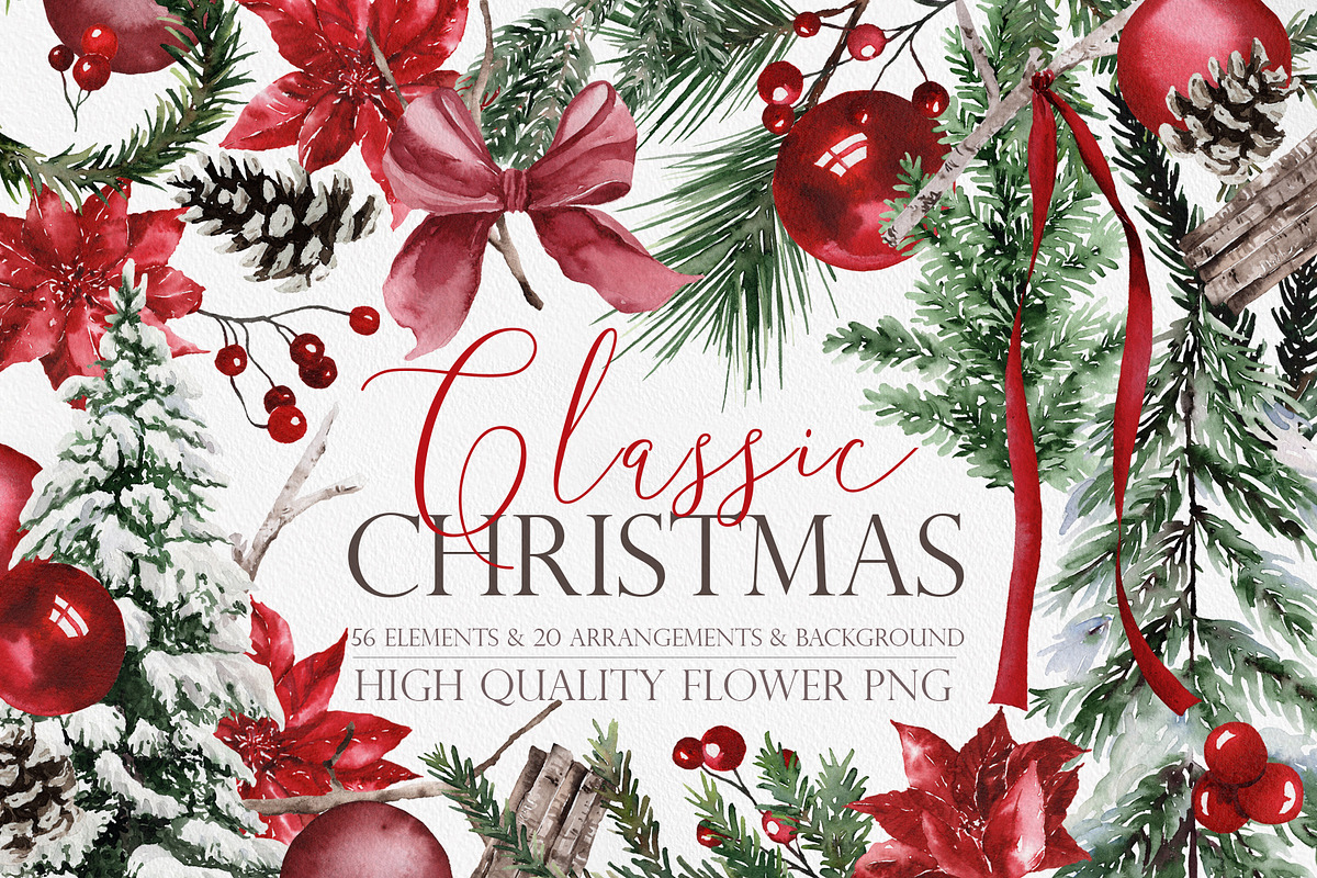Watercolor clipart - Christmas, a Decorative Illustration by Beigetime (Photo 1 of 16)