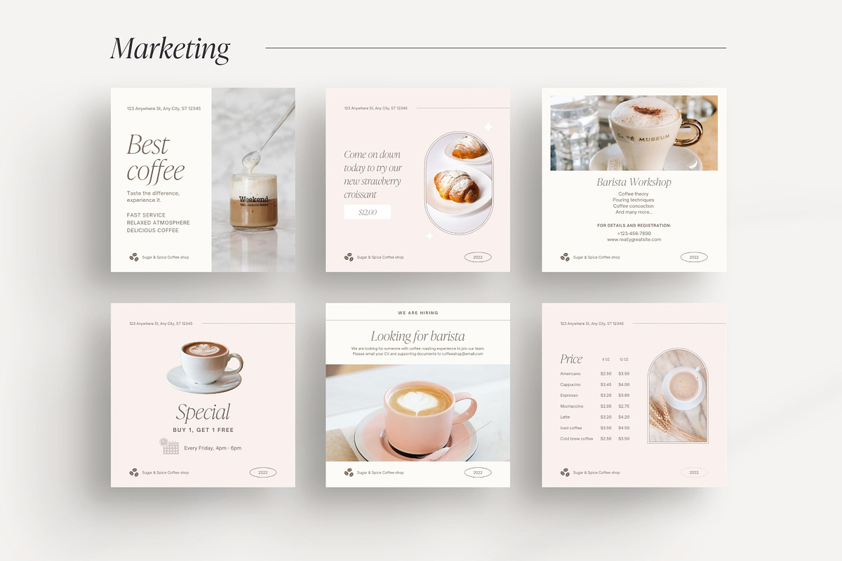 Canva Coffee Shop templates, a Social Media Template by LiliesandBerries (Photo 9 of 23)