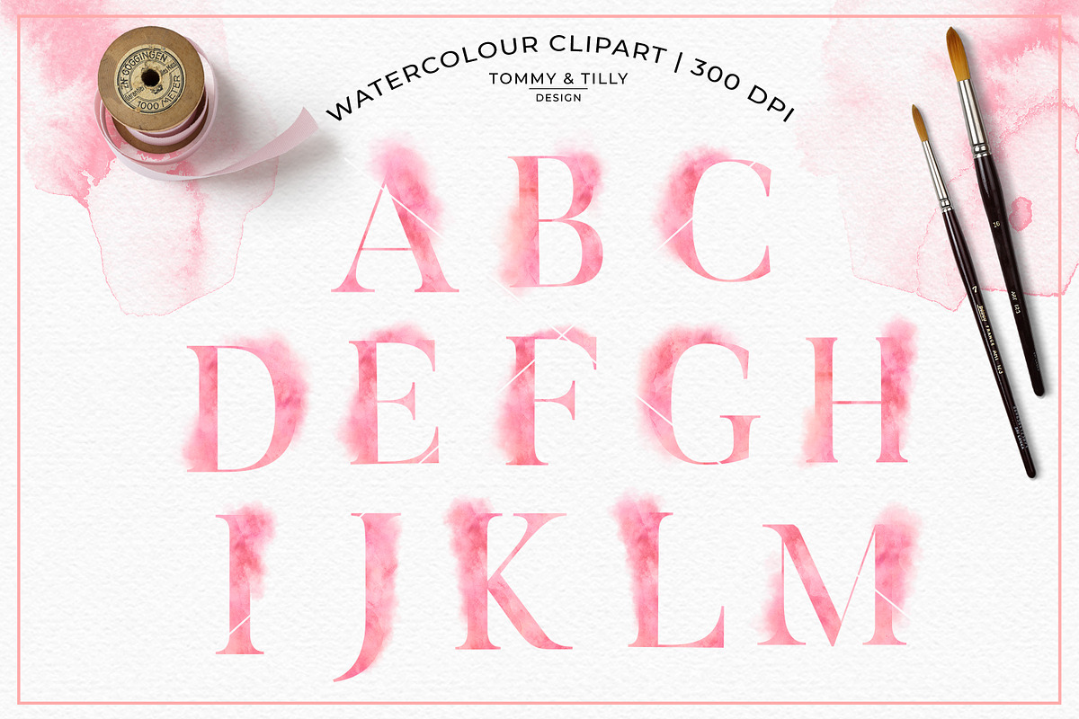 Rose Watercolour Wash Alphabet, a Person Illustration by Tommy & Tilly Design (Photo 2 of 3)