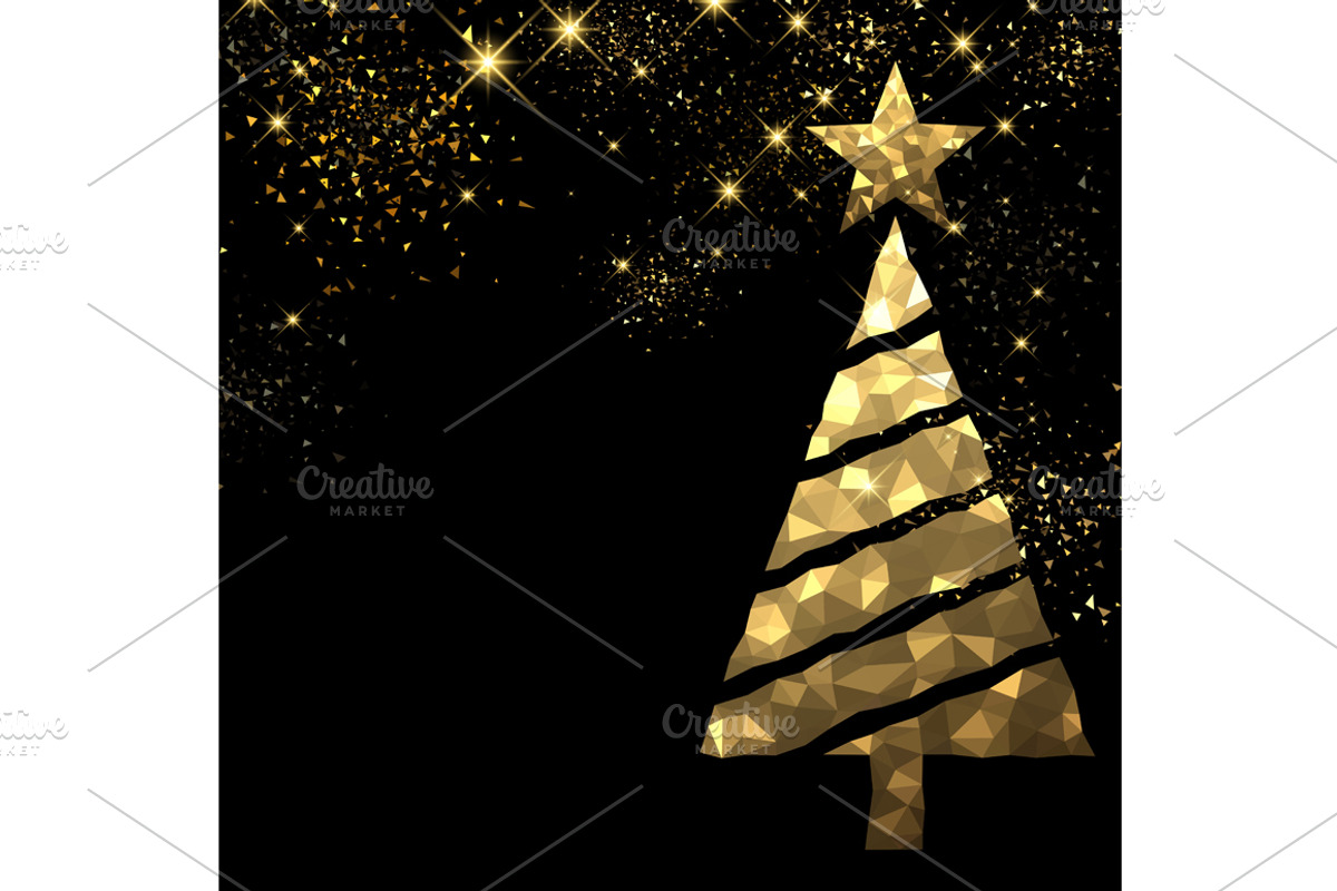 Golden Christmas trees set, a Decorative Illustration by Vjom (Photo 12 of 12)