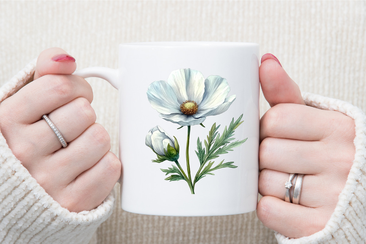 Wedding White Cosmos Flower Clipart, an Illustration by Sublimation Artist (Photo 5 of 6)