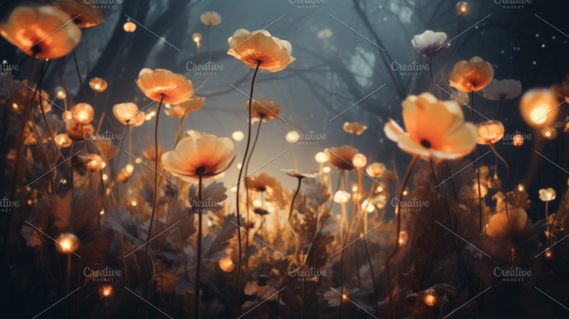 Ethereal underwater scene featuring delicate blossoms drifting amidst the seren, an Abstract Photo by Natalia Klenova's Shop