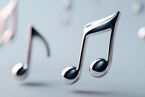 Glossy black and silver musical note, an Arts & Entertainment Photo by MistyDay