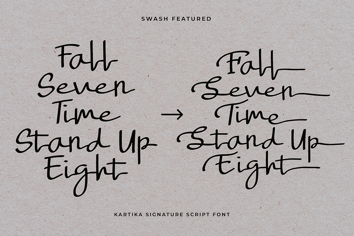 Kartika a Signature Script Font, a Script Font by Dawnside Graphic (Photo 5 of 16)
