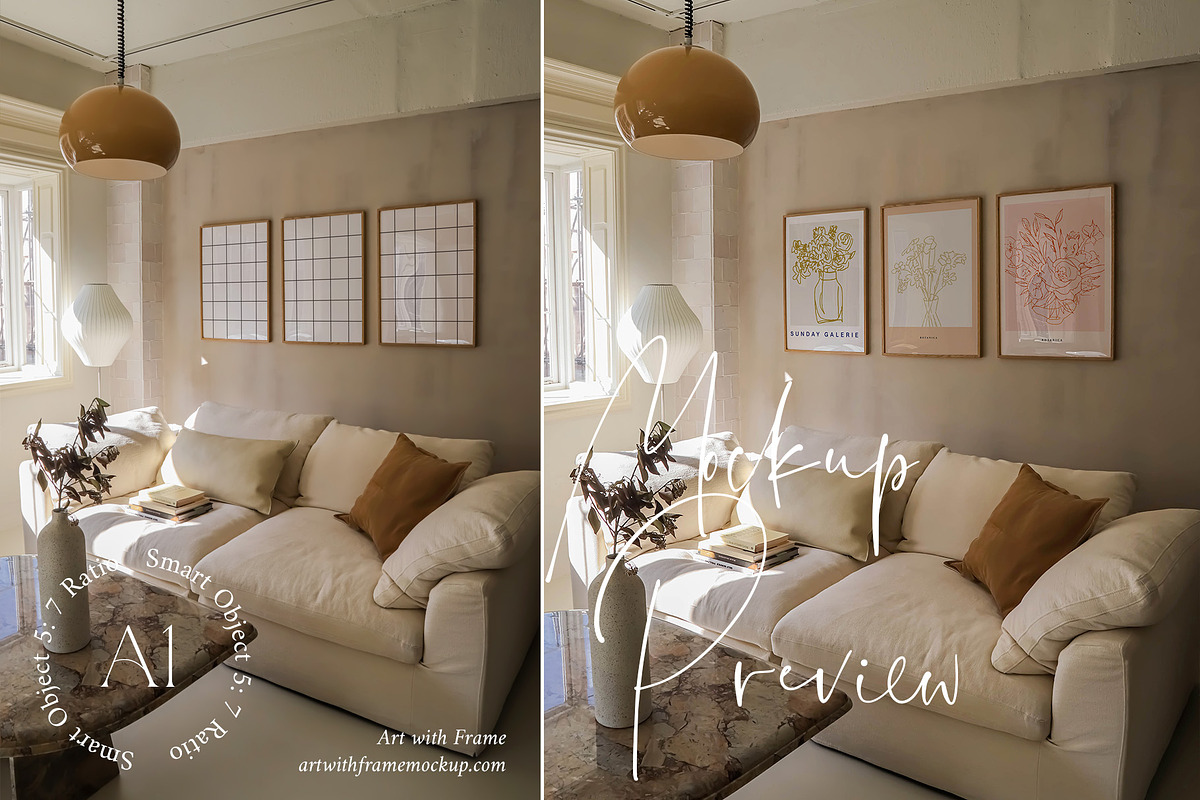 Living Room Frame Mockup, a Product Mockup by ArtwithFrame (Photo 5 of 9)