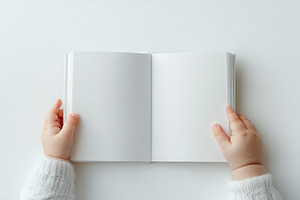 Hands holding a new book with blank pages ready for creativity and ideas, a Background Photo by AlyaAnd