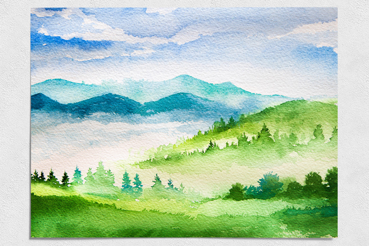 Spring Landscapes. Watercolor., an Illustration by AlexGreenArt (Photo 7 of 13)