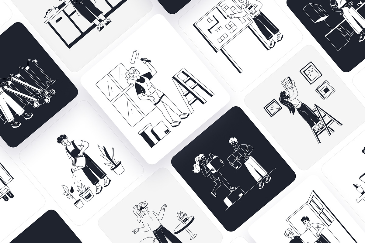 Home Owner Illustration Set, an Outline Icon by Vectors Market (Photo 6 of 10)