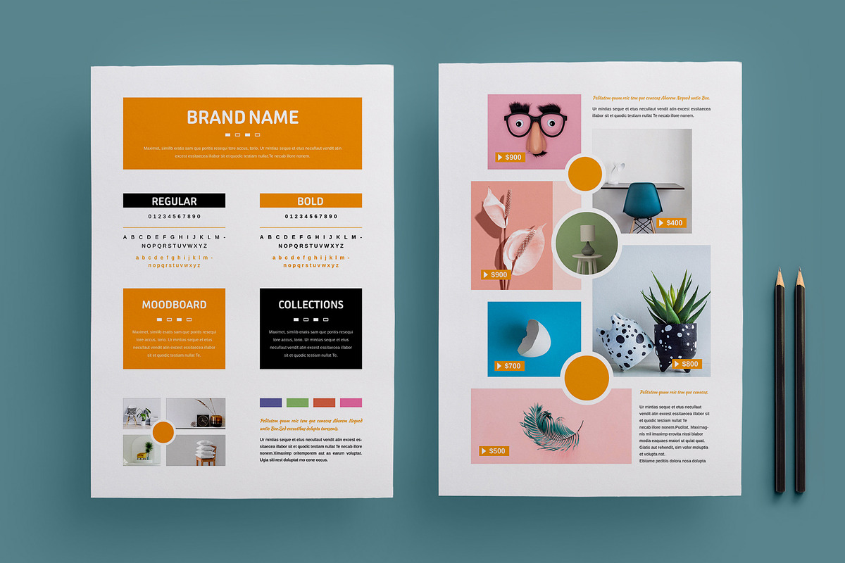 Brand Mood board Template Layout, a Stationery Template by MightyDesign (Photo 1 of 8)