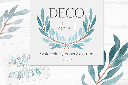 DECO V1 Watercolor Wreaths + Leaves
