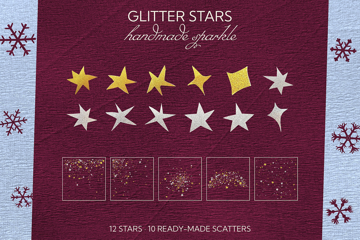 Crepe Snowflakes and Glitter Stars, an Object Graphic by Anzhelika (Photo 5 of 12)