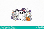 Halloween Boo Png, Cute Ghost png, an Illustration by Watercolor design (Thumbnail 1 of 3)