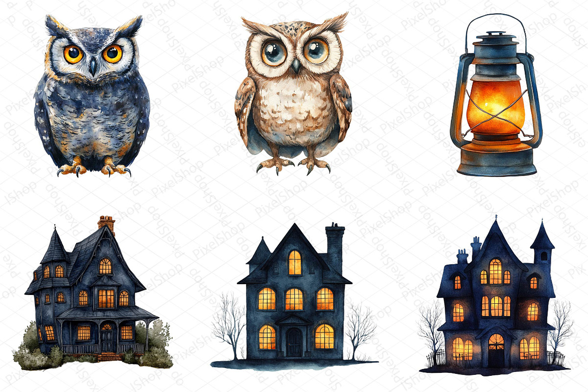 Retro Halloween Clipart Bundle, an Illustration by DreamPrint404 (Photo 7 of 7)