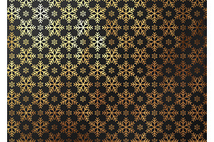 Winter Pattern Texture Gold Snowflake. Vector Golden And Black Background