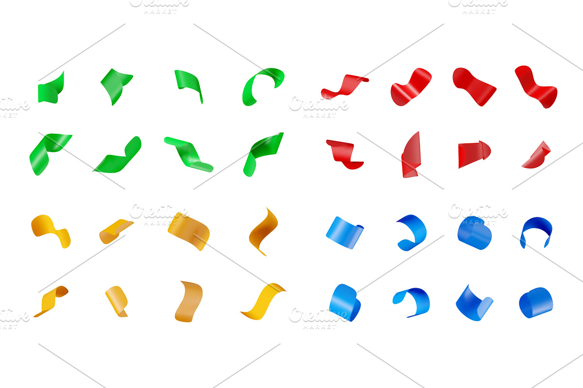 3D set of many colorful ribbons, an Illustration by Abscent