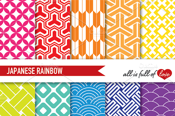 Rainbow Geometric Backgrounds Kit preview 2