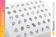 Dessert Line Icons Set, an Outline Icon by Voysla's Shop (Thumbnail 1 of 4)
