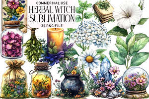 Herbal Witch Sublimation Clipart Bun, an Illustration by Daily.Designs