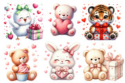 Cute Valentine Animal Clipart Bundle, an Illustration by Designworld (Thumbnail 2 of 5)