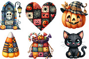 Patchwork Halloween Sublimation PNG, an Illustration by Designking (Thumbnail 3 of 4)