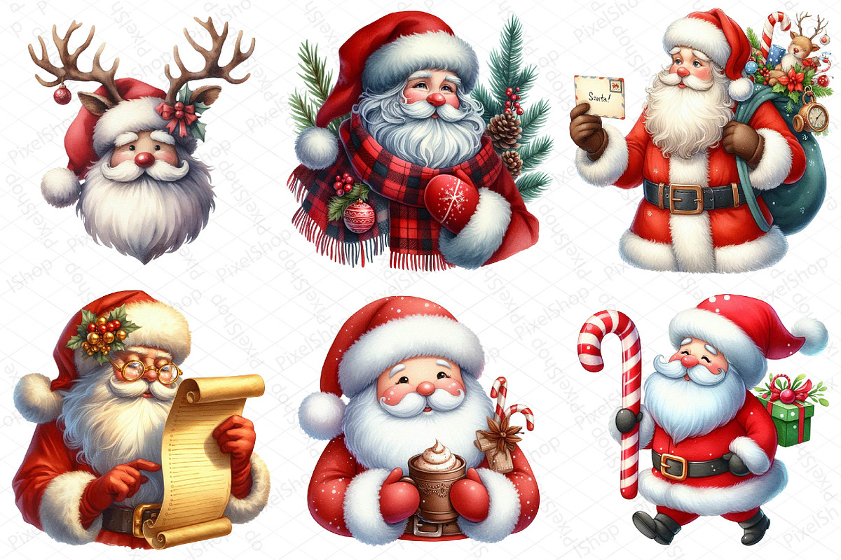 Watercolor Santa Clipart, an Illustration by DreamPrint404 (Photo 5 of 6)