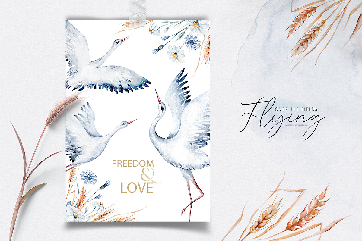 Storks and wild flowers collection, an Animal Illustration by Peace ART (Photo 14 of 15)