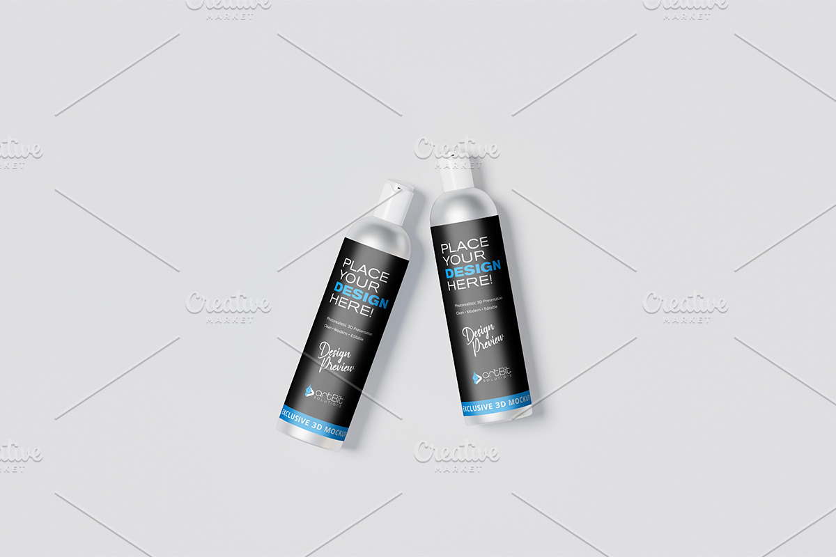 Spray & Shampoo Bottle Mockup Set, a Packaging Mockup by artBit Design Studio (Photo 5 of 7)