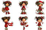 Whimsical Christmas Girl Clipart, an Illustration by CraftArtStudio (Thumbnail 2 of 6)