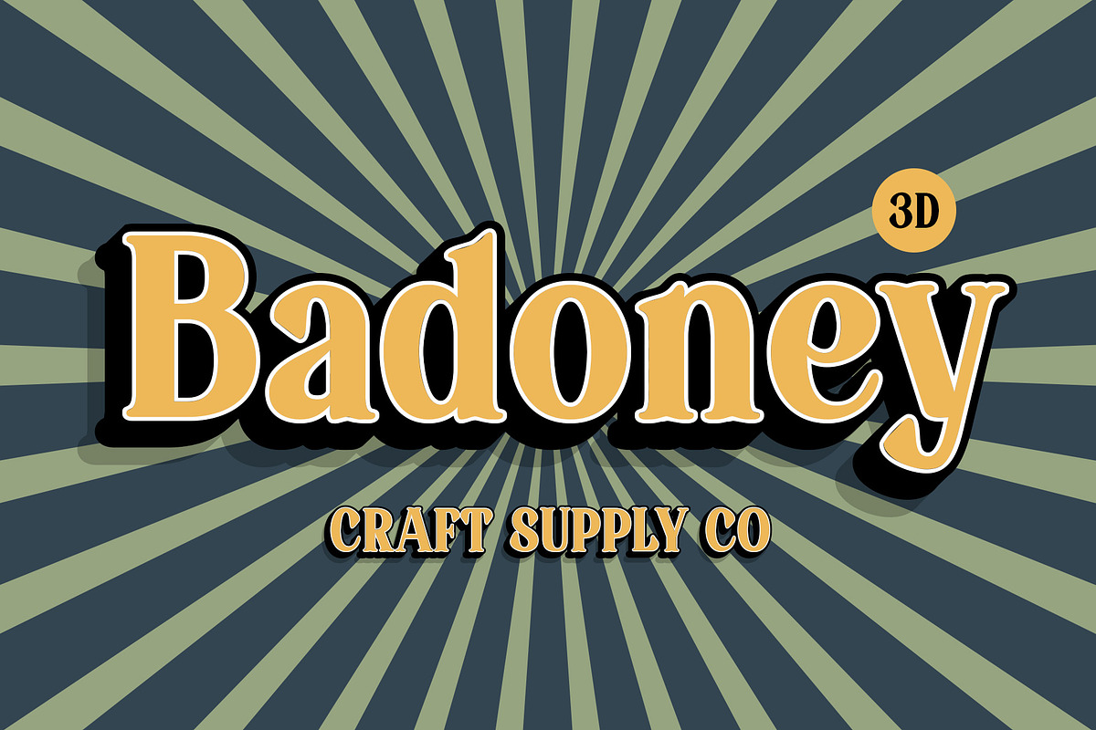 Badoney 3D, a Serif Font by Craft Supply Co. (Photo 1 of 8)