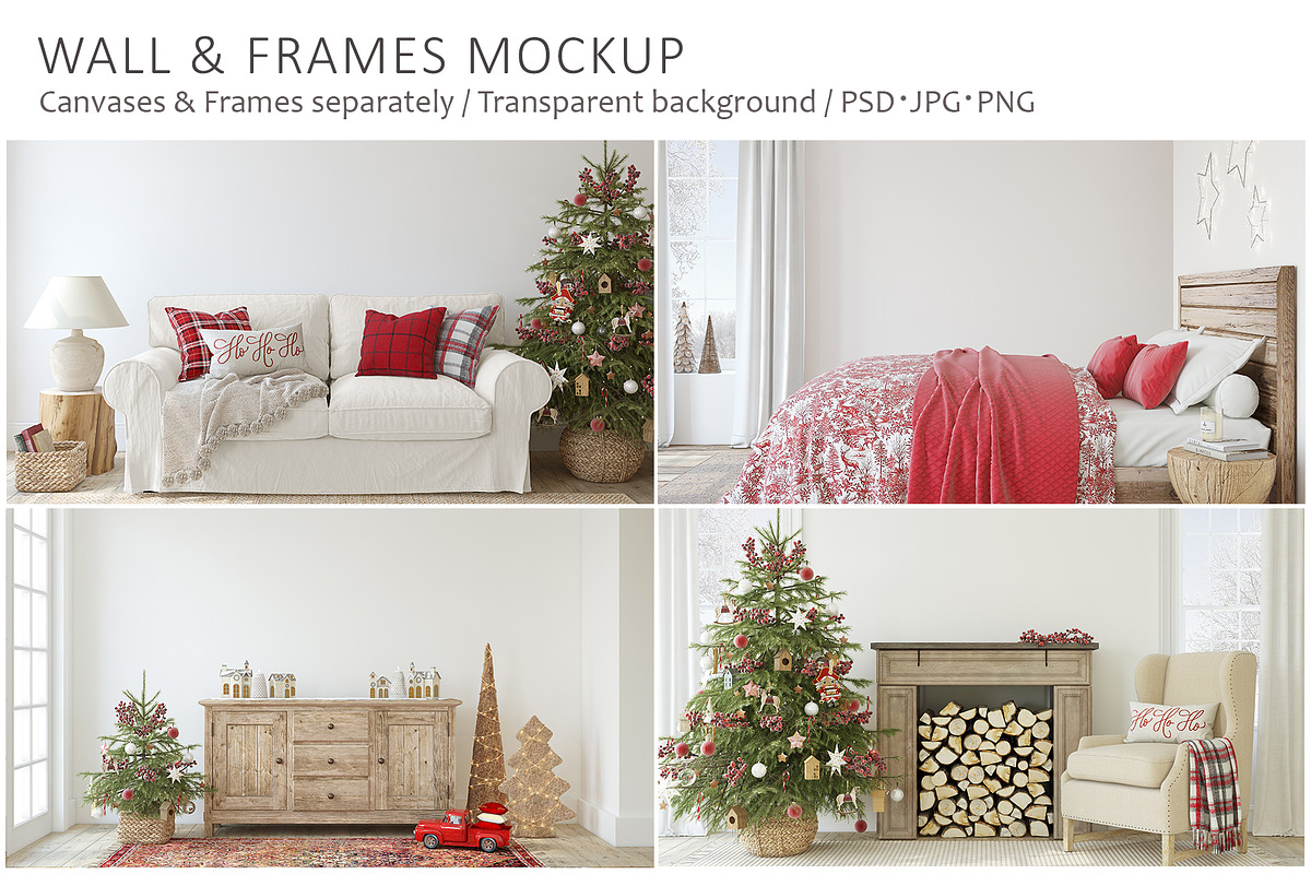 COZY CHRISTMAS Wall&Frame Mockups, a Poster Template by MyHomeMockups (Photo 1 of 12)
