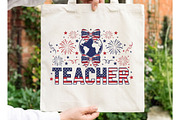 Retro Teacher 4th July Png, an Illustration by Designking (Thumbnail 1 of 6)
