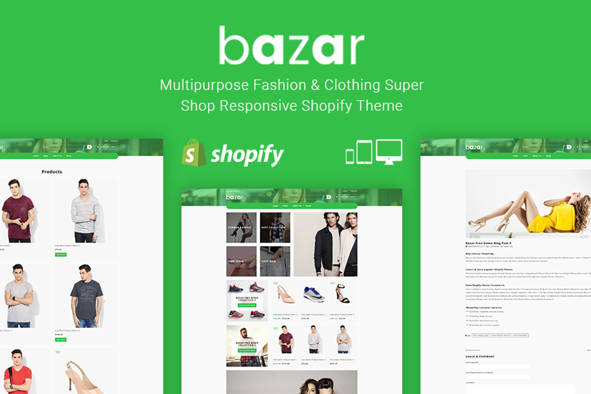 Bazar Fashion Clothing Shopify Theme, a Shopify Template by ThemeTidy Shopify Agency