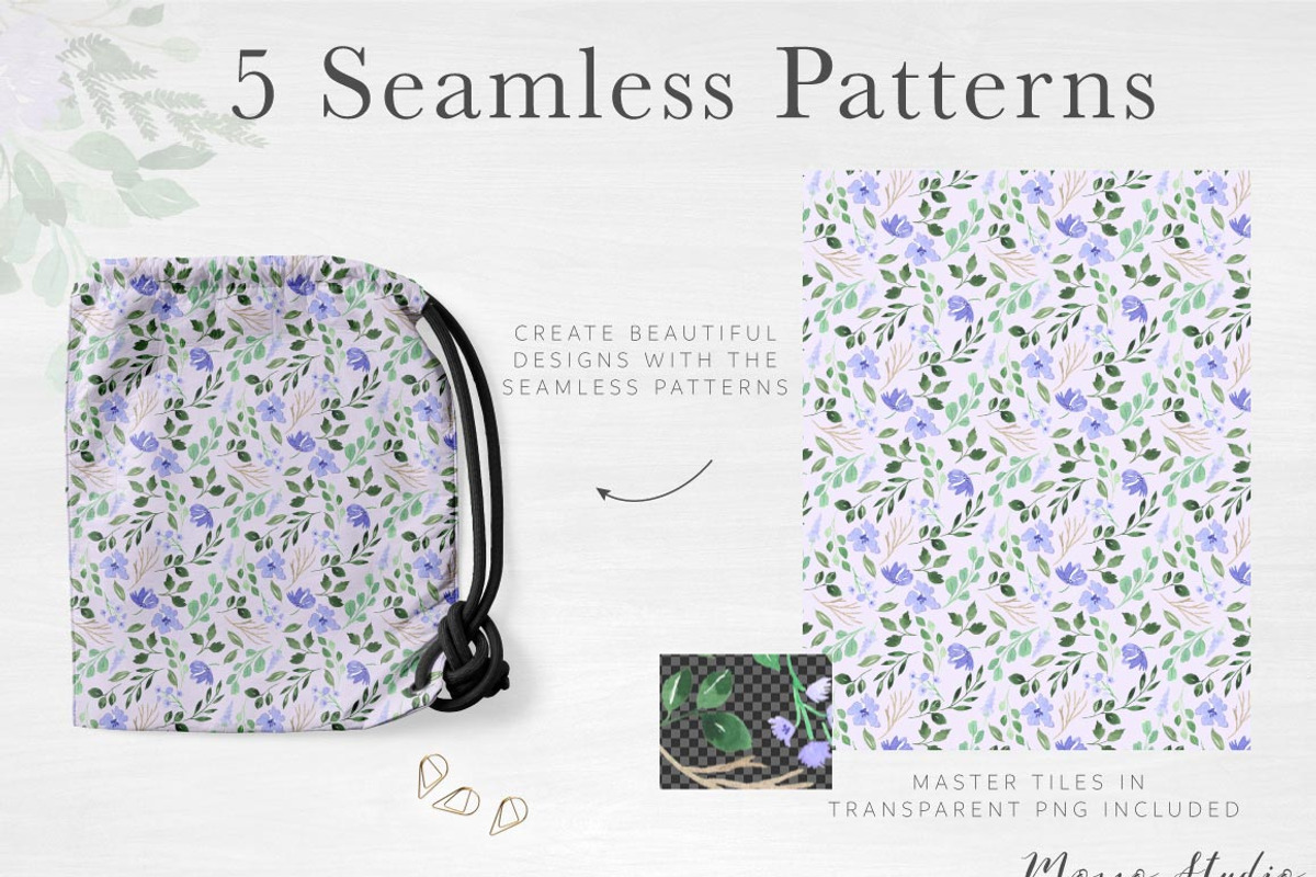 Violet Florals & Greenery Leaves, an Illustration by Momo Studio (Photo 12 of 19)