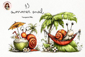 Summer Snail PNG Clipart Watercolor, a Seasonal Illustration by Nicolle's Colorful Art