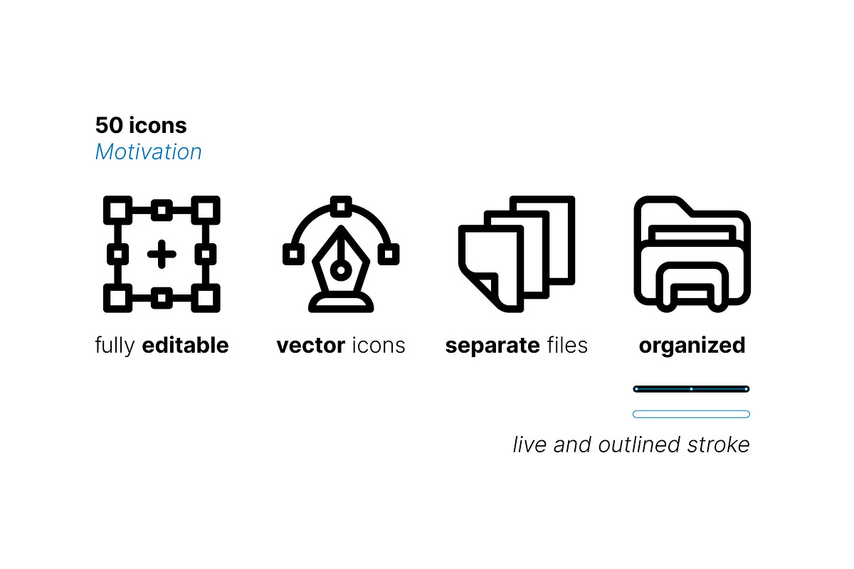 50 Motivation Icons, an Outline Icon by Side Project (Photo 4 of 8)