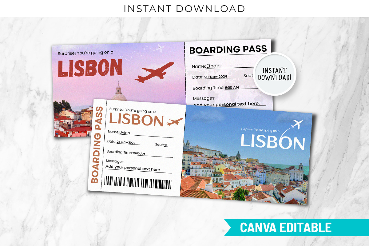 Lisbon Boarding Pass Template, a Card Template by Snapybiz (Photo 1 of 10)