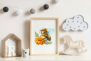 Watercolor Autumn Bees Garden Clipar, an Illustration by CreationArt (Thumbnail 2 of 9)