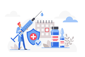 Vaccination schedule concept syringe, an Object Illustration by Lemberg Vector