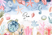 Watercolor Sea Collection. Patterns, an Object Graphic by Slastick (Thumbnail 1 of 7)