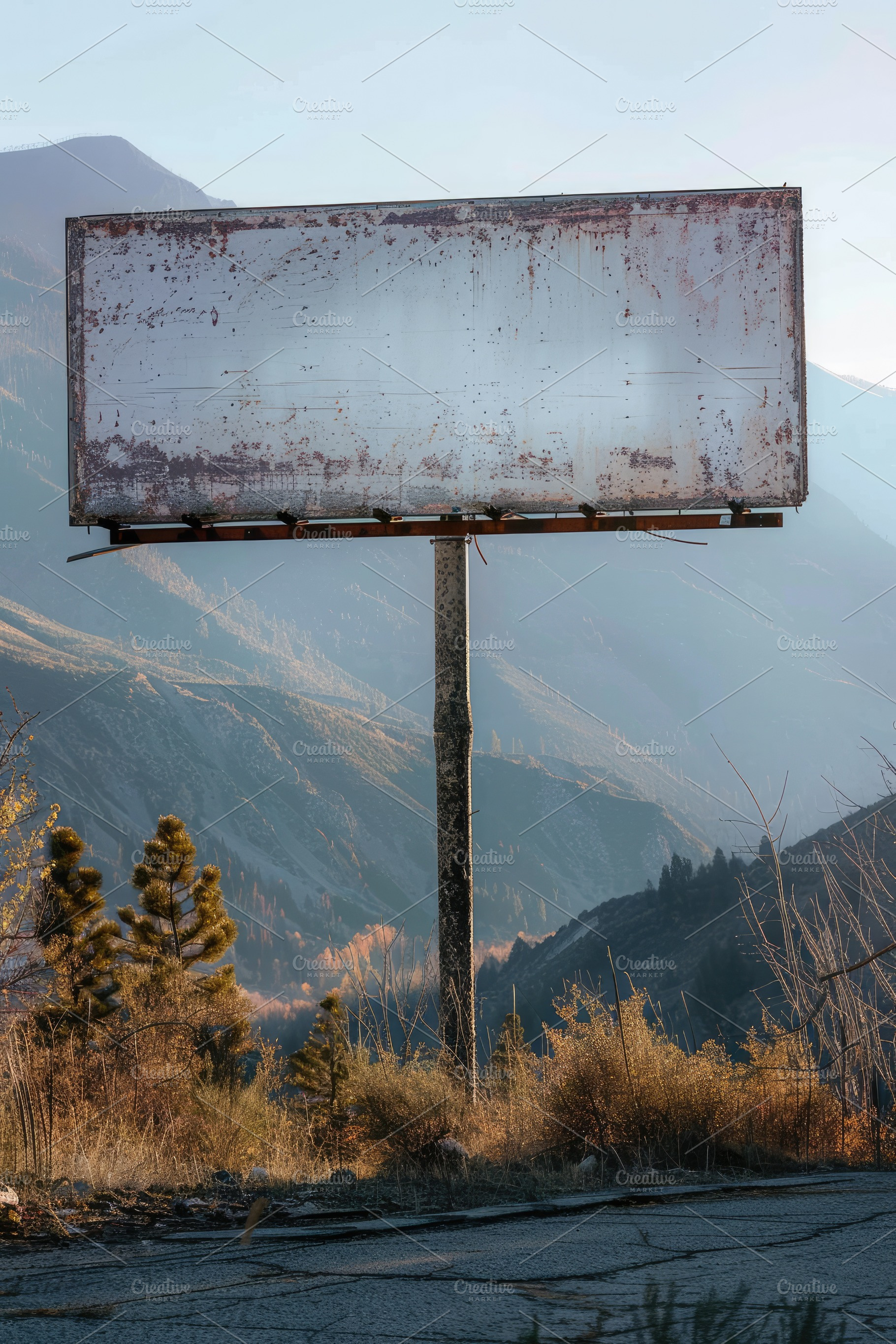 Blank Billboard in Mountains, Mockup, a Background Photo by Virgo Studio